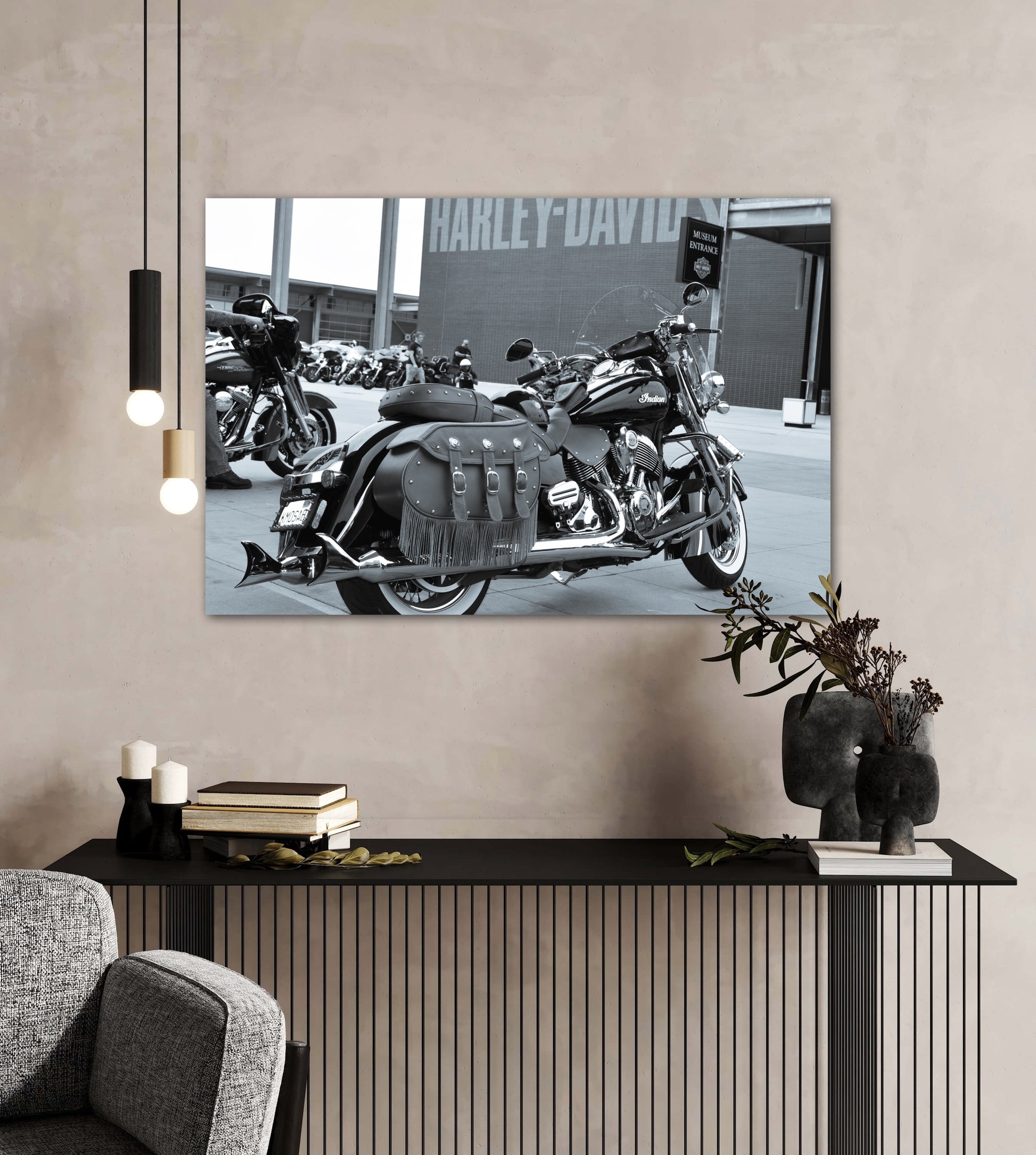 Travel Harley Davidson Museum photography canvas print on living room wall