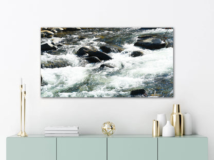 Waterfall and rocks nature photography canvas print on wall