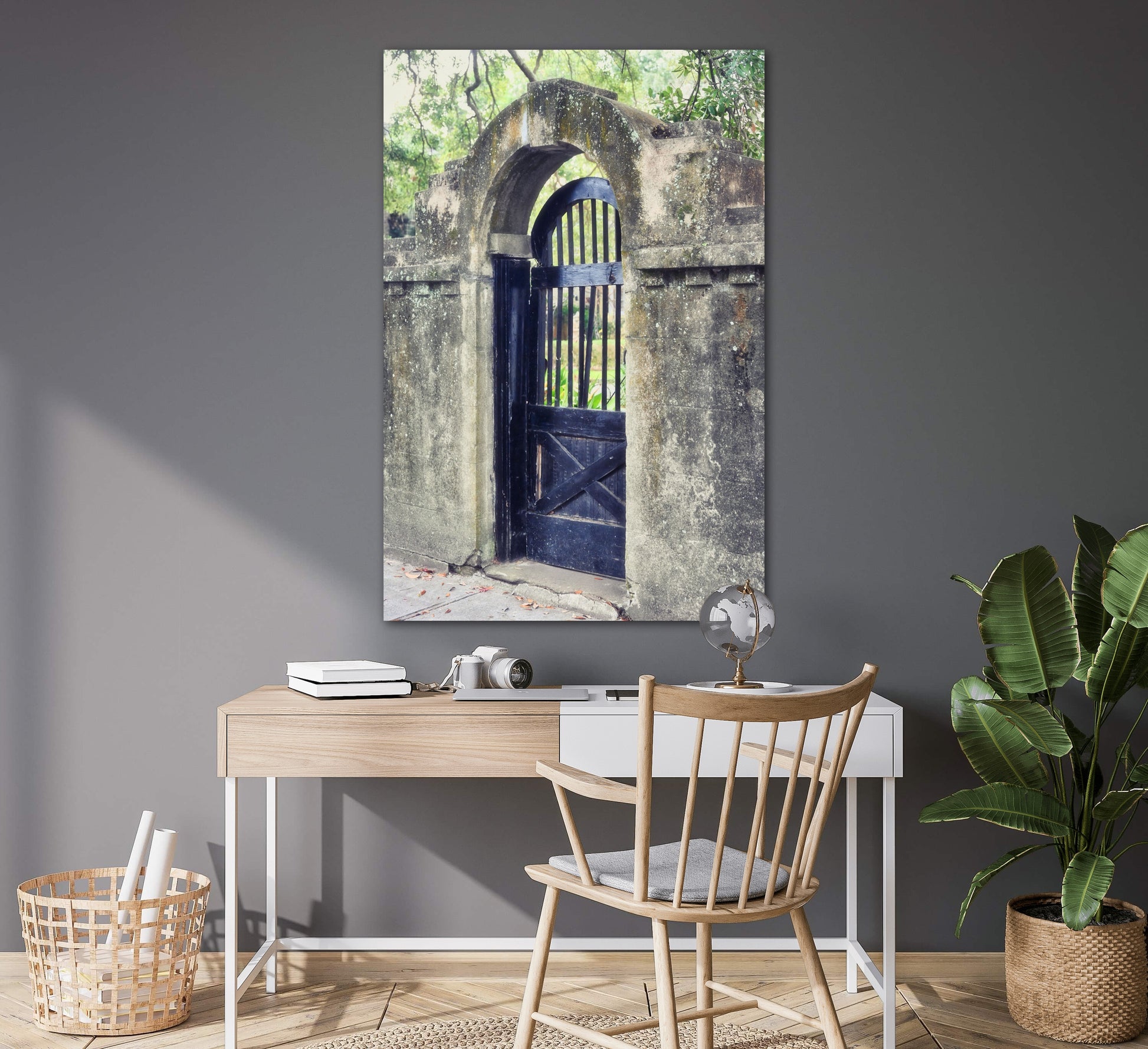 Travel gate Charleston photography canvas print on office wall