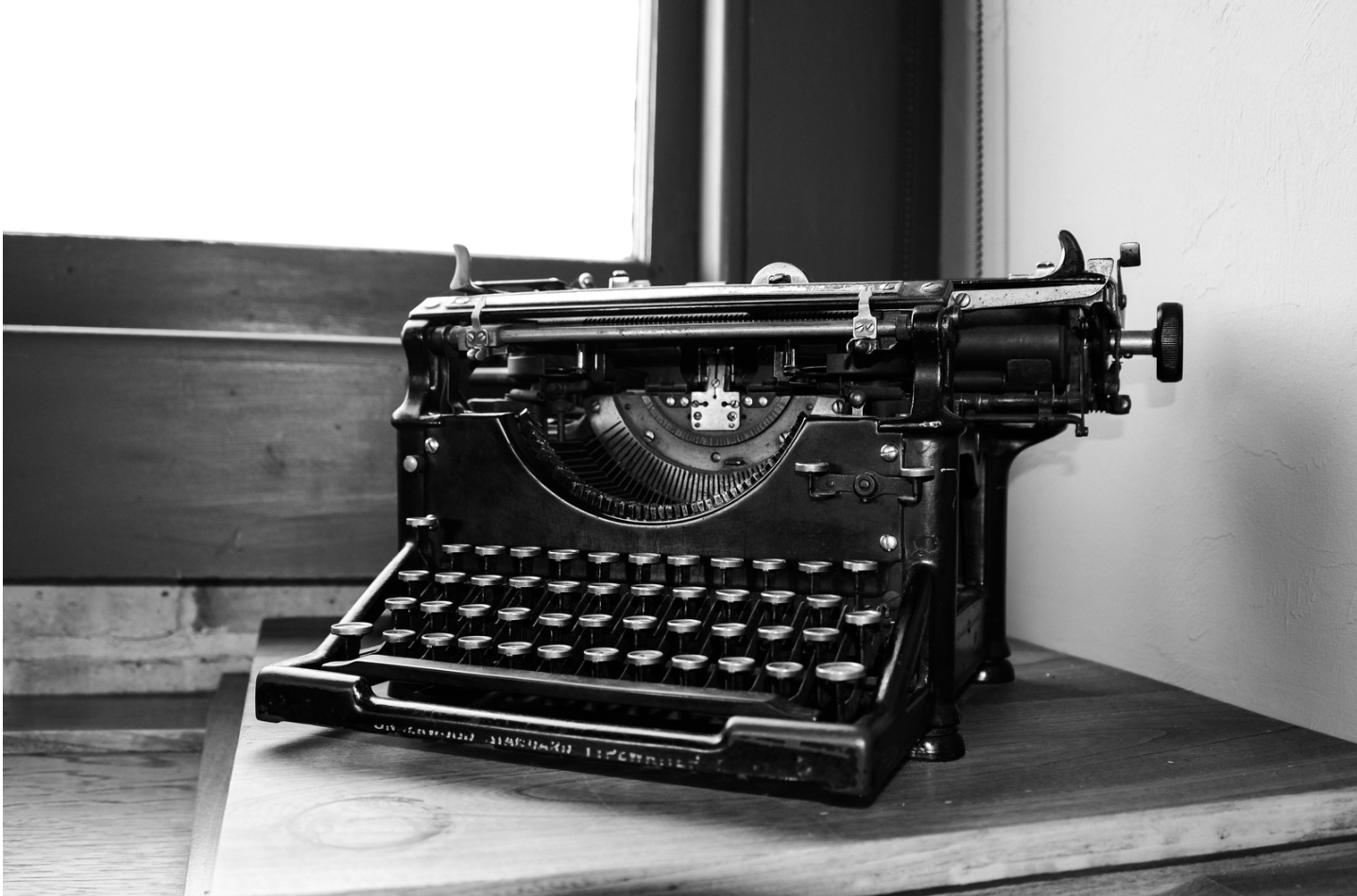 Photograph of a typewriter on a desk