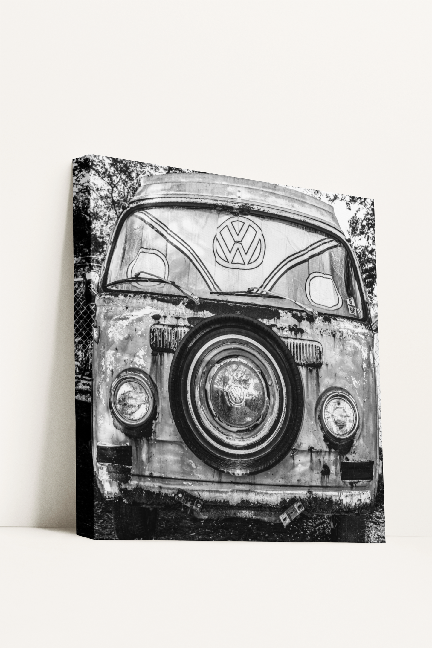 Vintage Volkswagen junkyard van canvas print