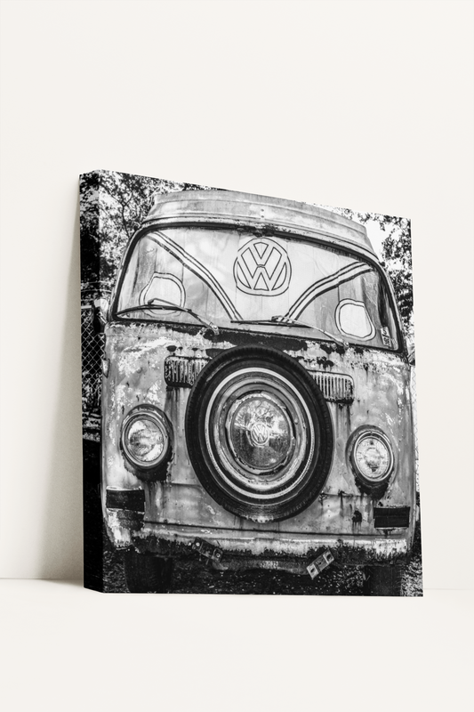 Vintage Volkswagen junkyard van canvas print