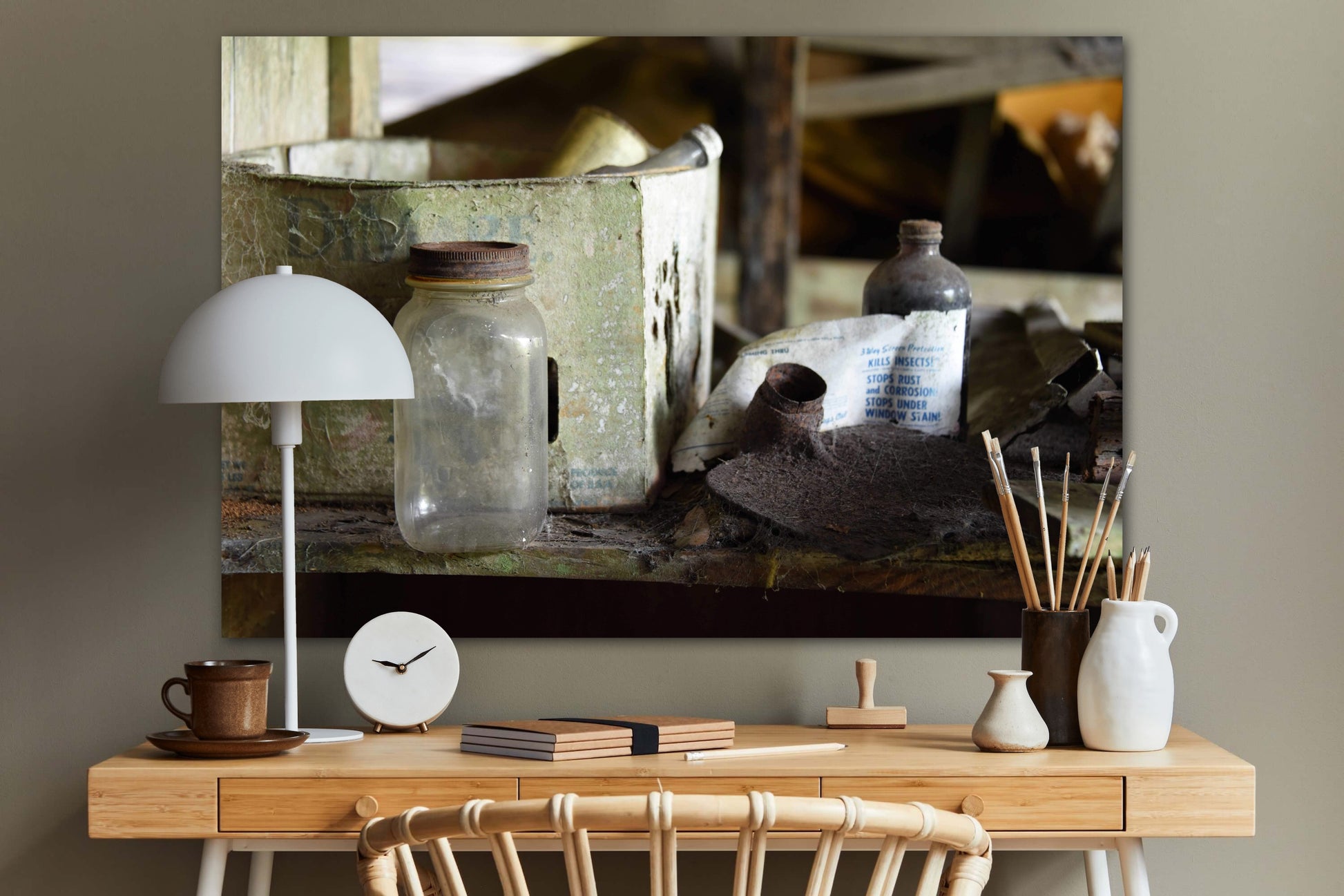 Rustic barn and farm photography canvas print on desk wall