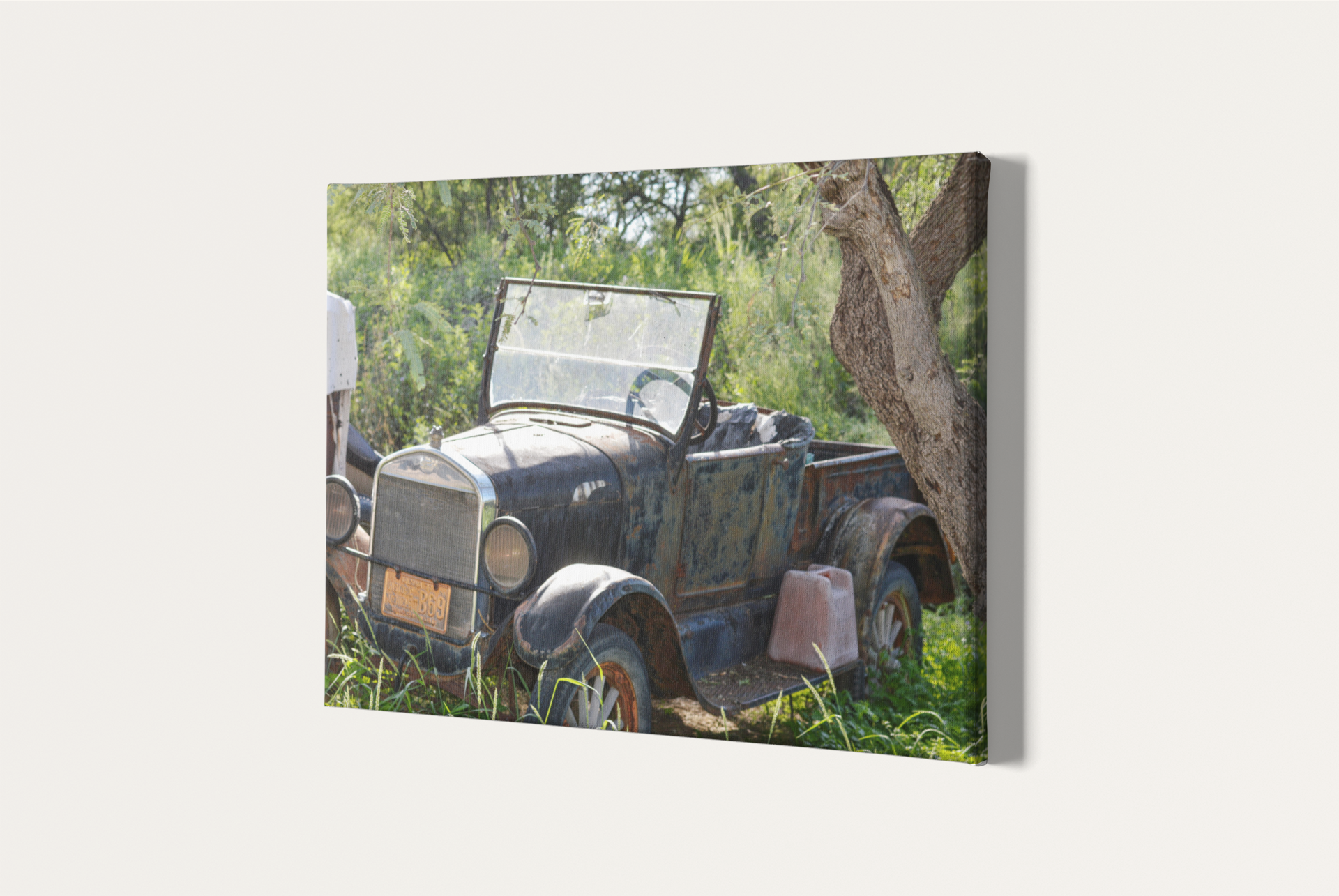 Travel antique car junkyard photography canvas print