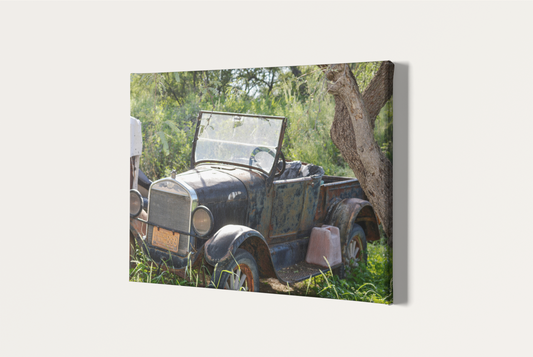 Travel antique car junkyard photography canvas print