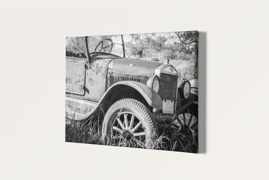 Travel antique car junkyard photography canvas print