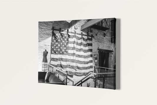 Industrial American flag travel photography canvas print