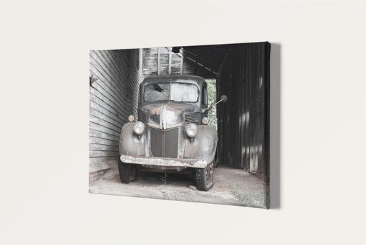 Rustic Ford truck barn photography canvas print