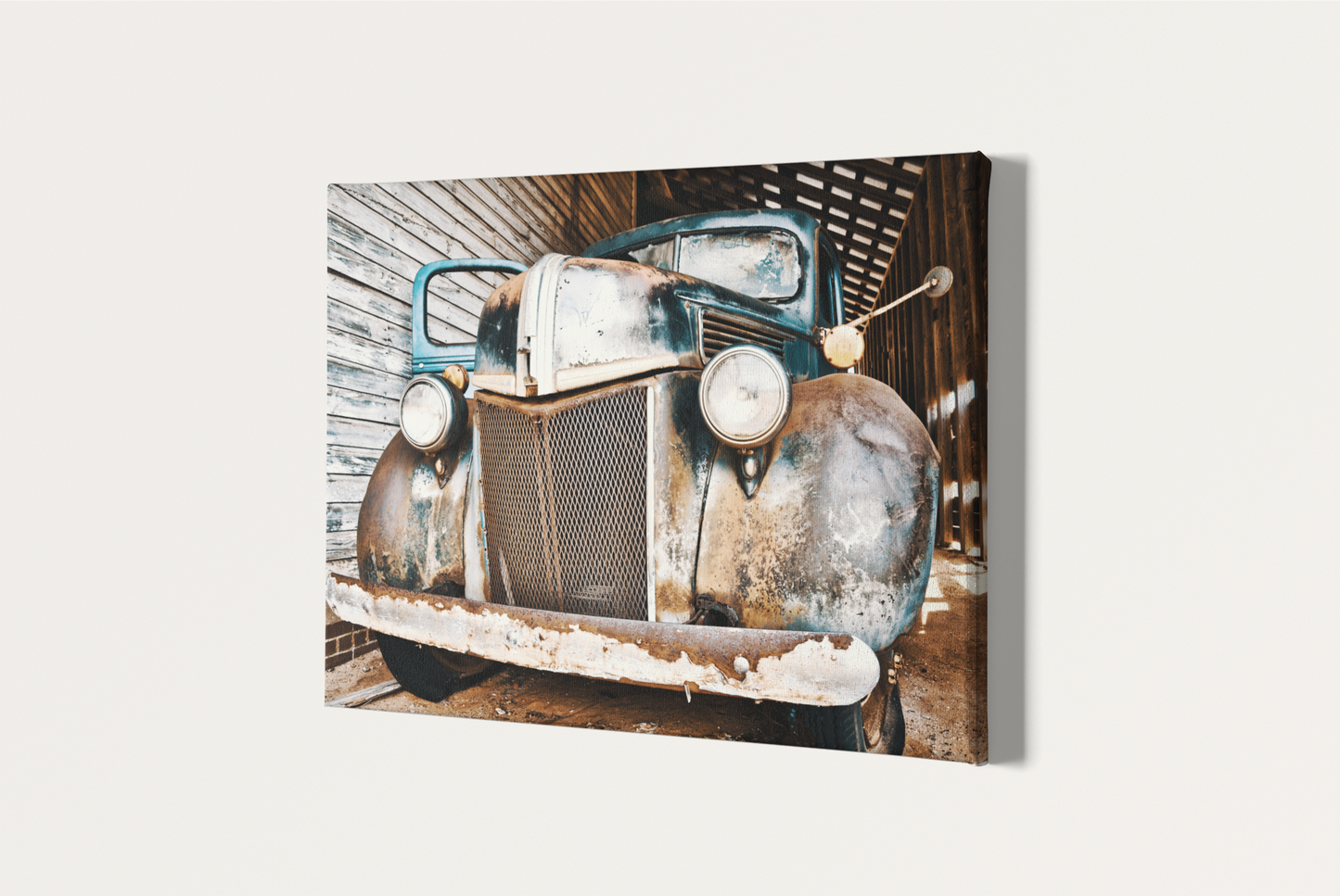 Rustic Ford truck barn photography canvas print