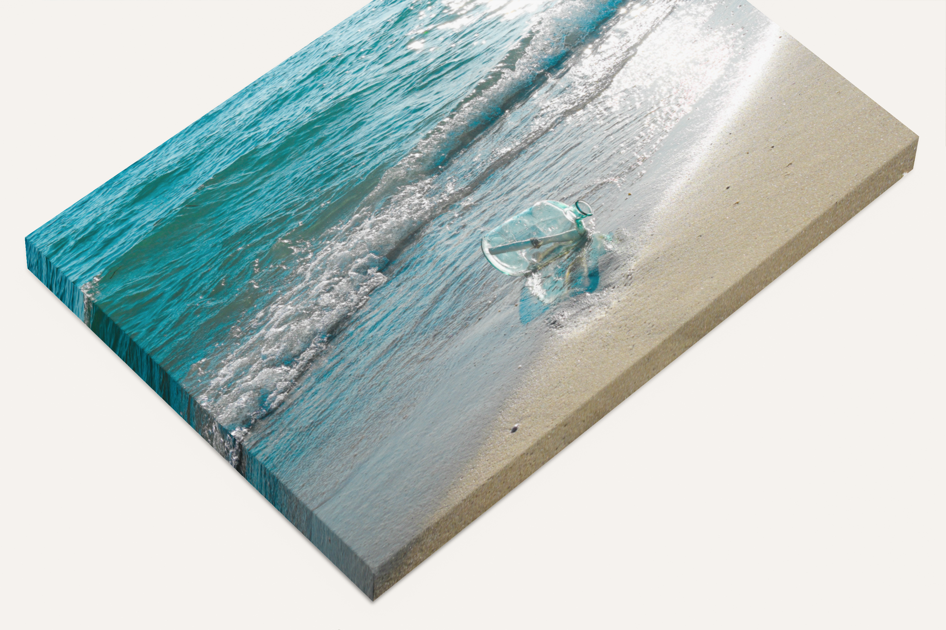 Travel ocean beach message in a bottle canvas print