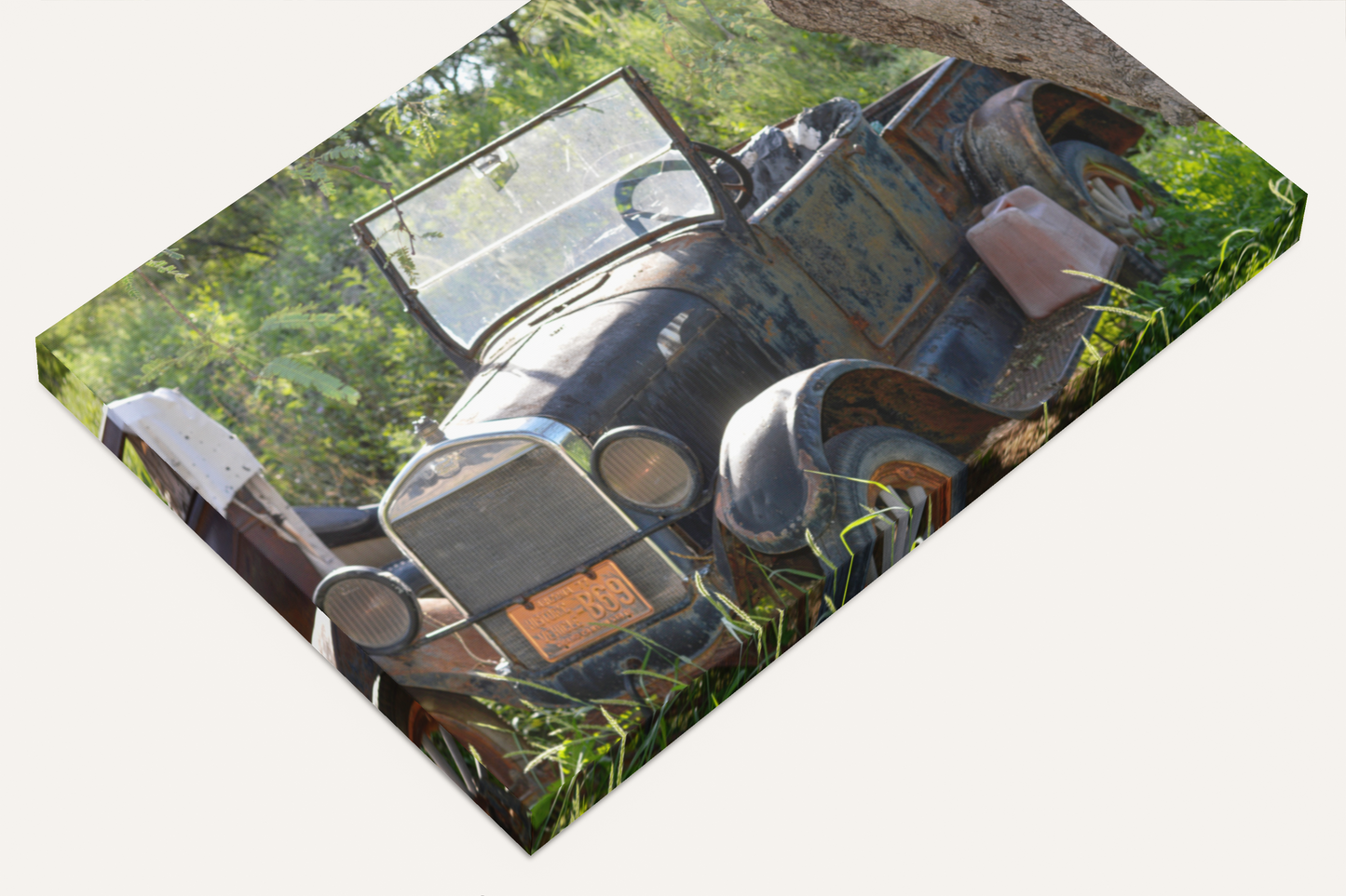 Travel antique car junkyard photography canvas print