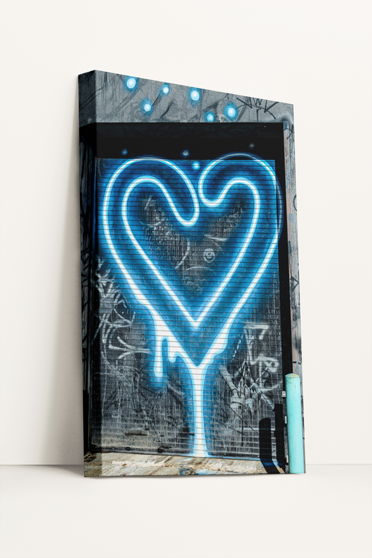 Travel Tampa streetview heart graffiti canvas photography print blue edition
