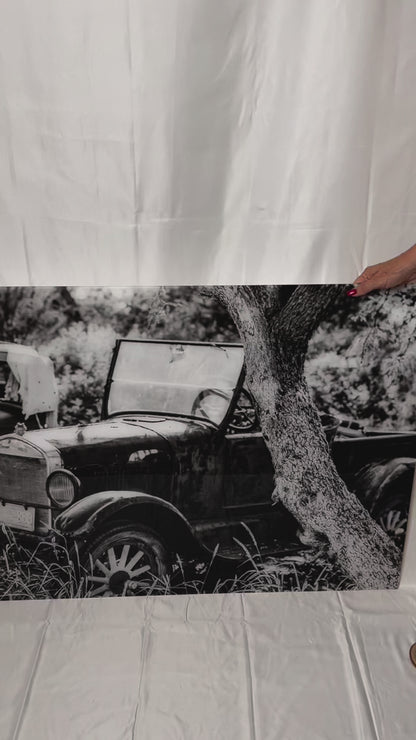Travel antique car junkyard photography acrylic print video preview