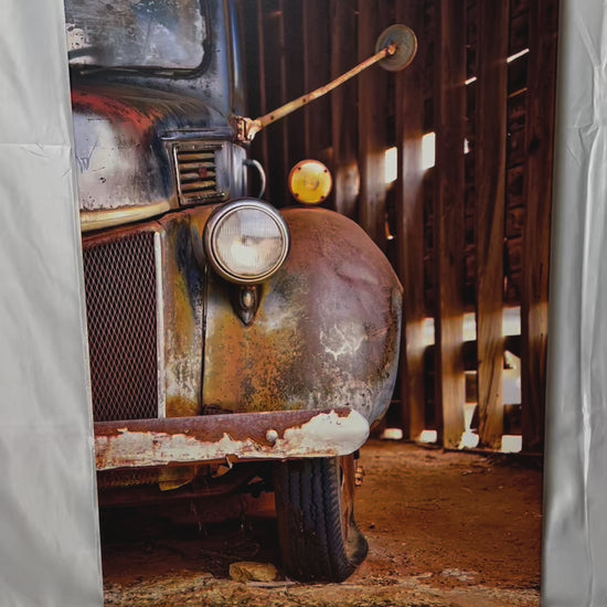 Rustic old Ford truck barn photography canvas print video preview
