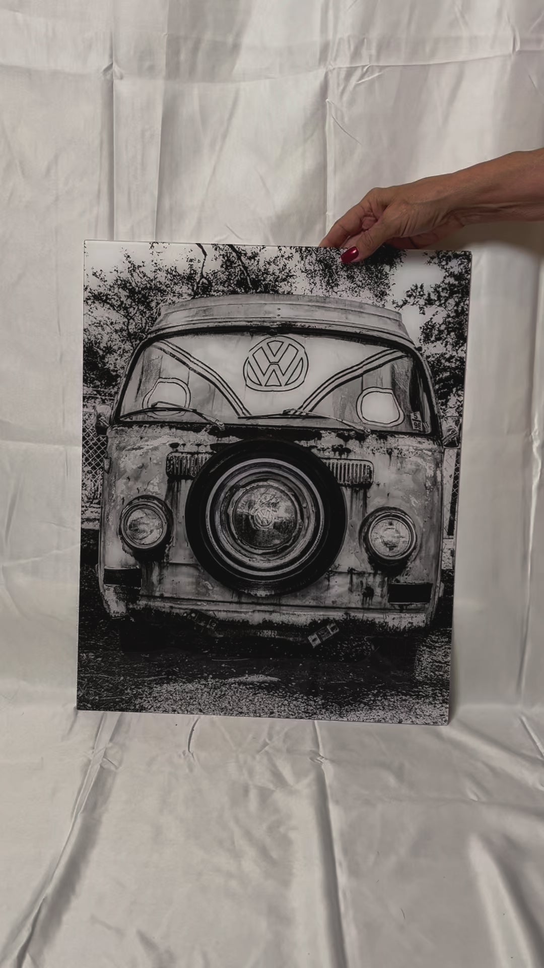 Vintage Volkswagen junkyard van acrylic print preview video
