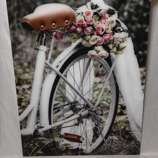 Antique bicycle with roses photography acrylic print video preview